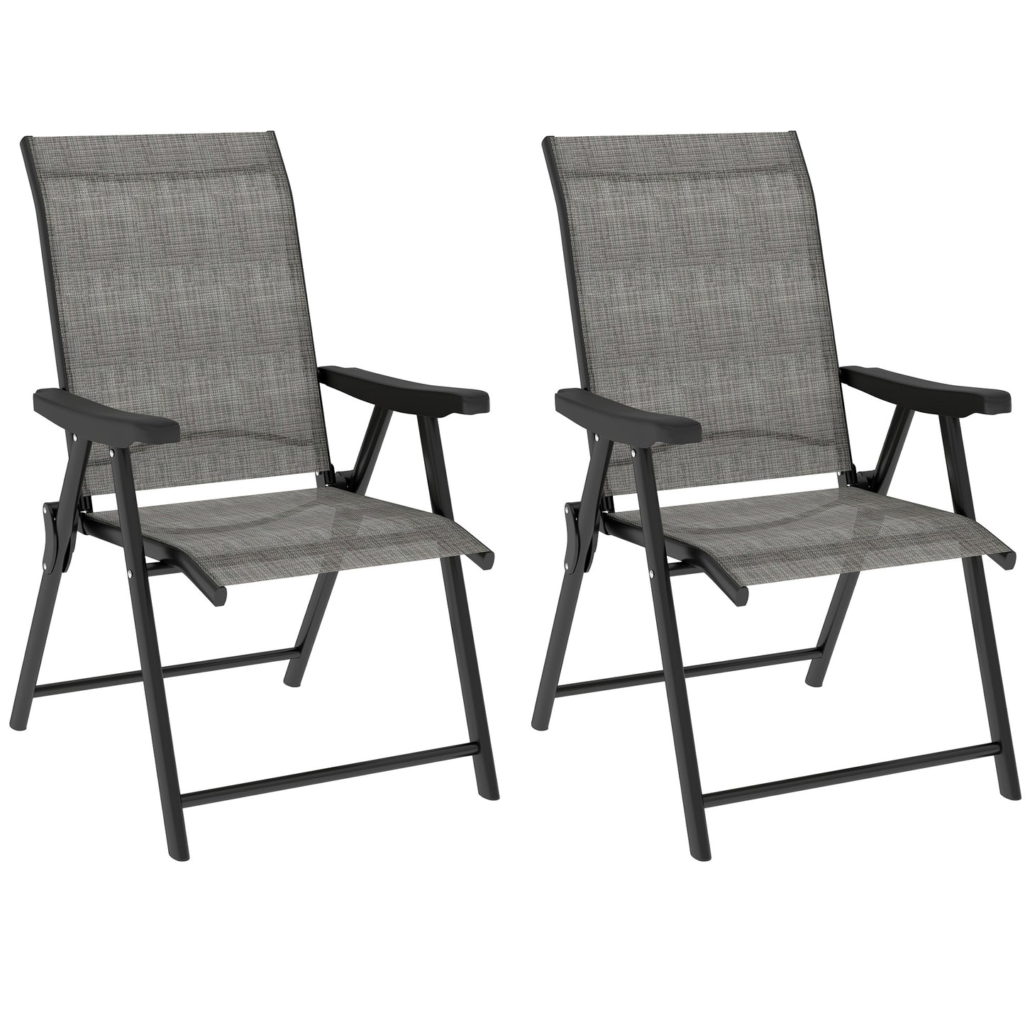 Photo of Outsunny Set of Two Folding Outdoor Chairs - Black/Grey in Black/Grey colour on a white background