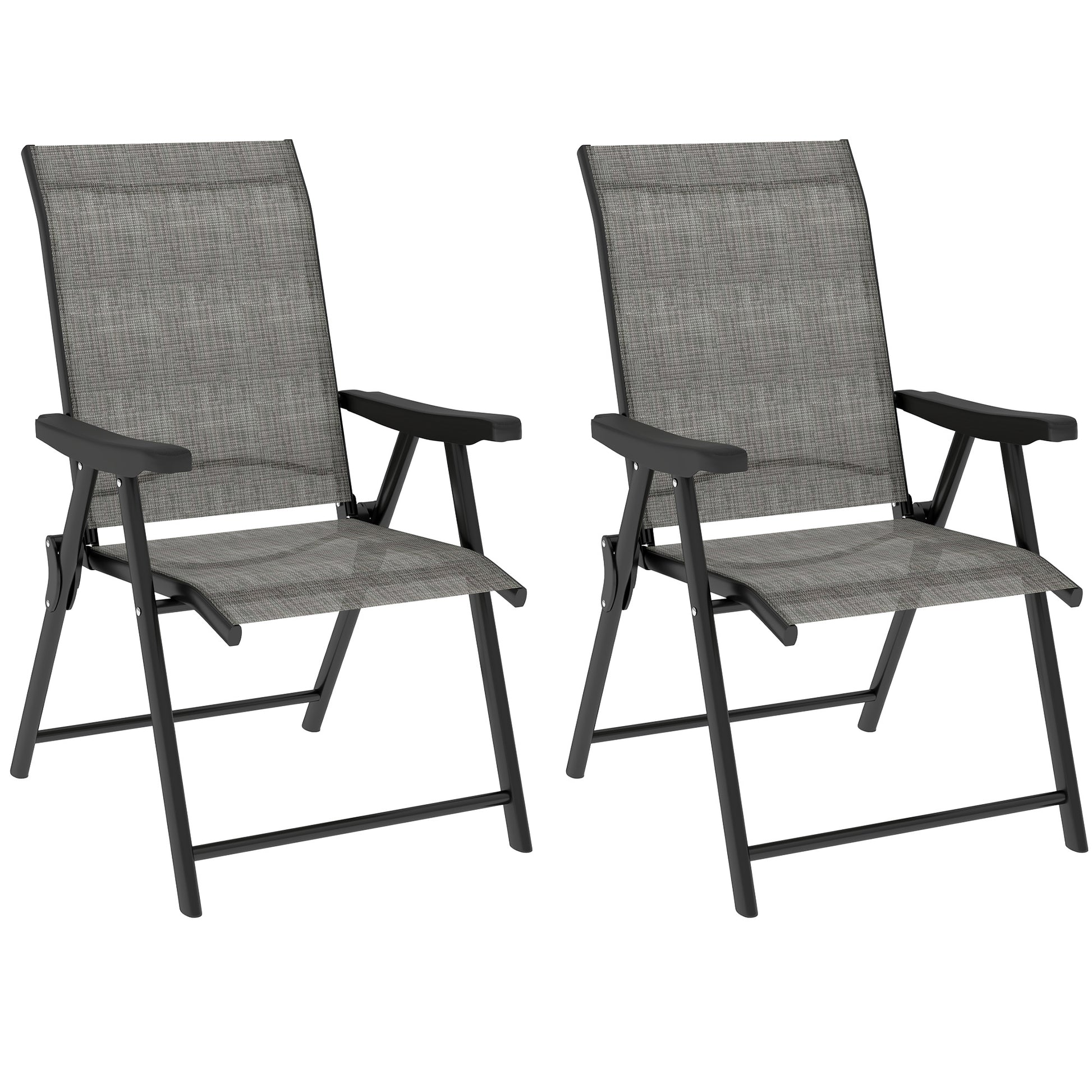 Photo of Outsunny Set of Two Folding Outdoor Chairs - Black/Grey in Black/Grey colour on a white background