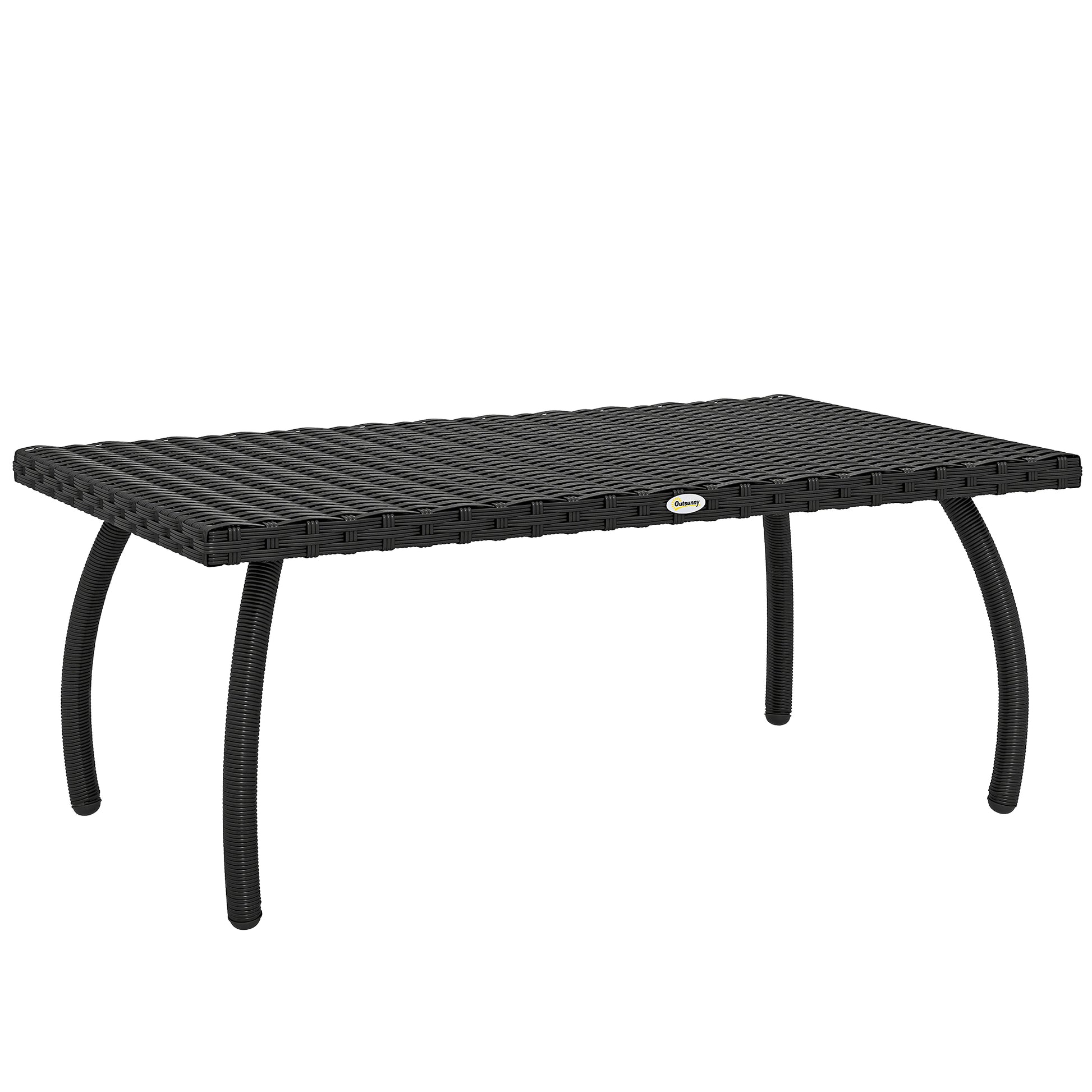 Photo of Outsunny PE Wicker Rattan Garden Coffee Table - Black in Black colour on a white background