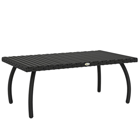 Photo of Outsunny PE Wicker Rattan Garden Coffee Table - Black in Black colour on a white background