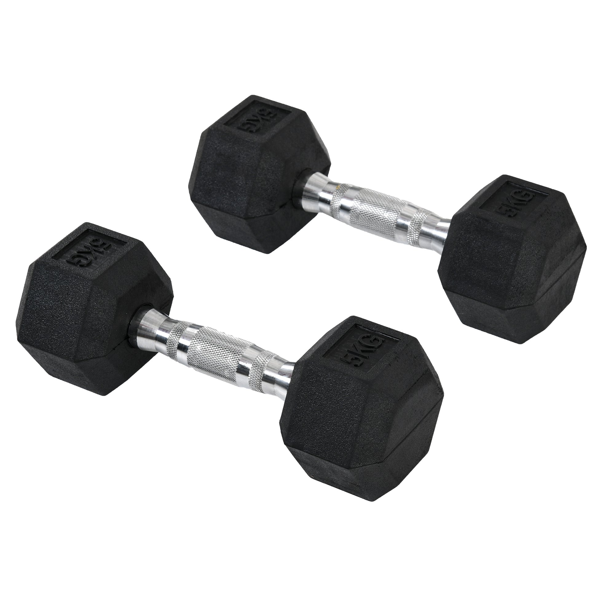 Photo of HOMCOM 2x5kg Rubber Dumbbell Sports Hex Weights Sets Gym Fitness Lifting Home in Home colour on a white background