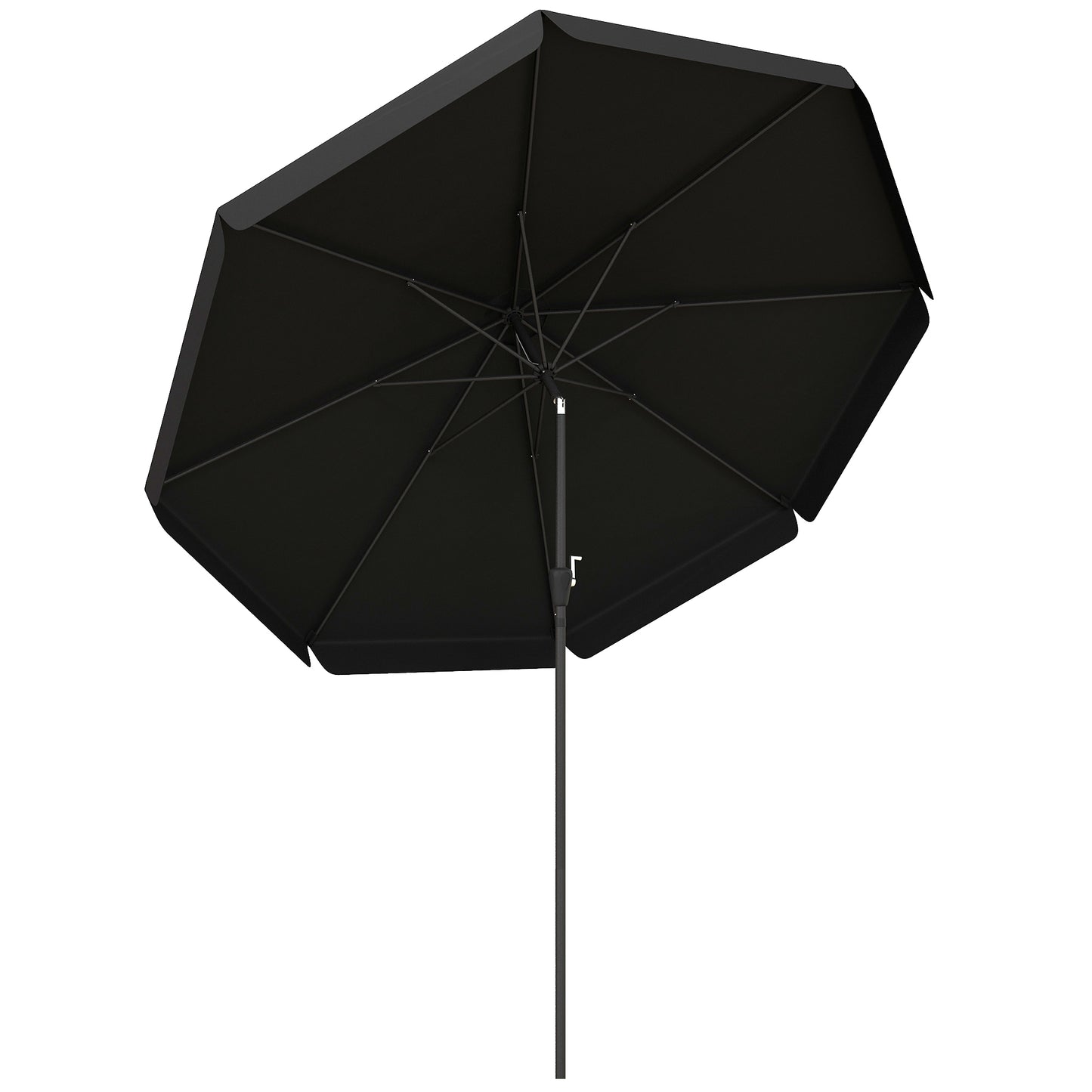 Photo of Outsunny 2.7m Patio Parasol Garden Umbrellas Outdoor Sun Shade Table Umbrella with Tilt, Crank, 8 Ribs, Ruffles, Black in Black colour on a white background