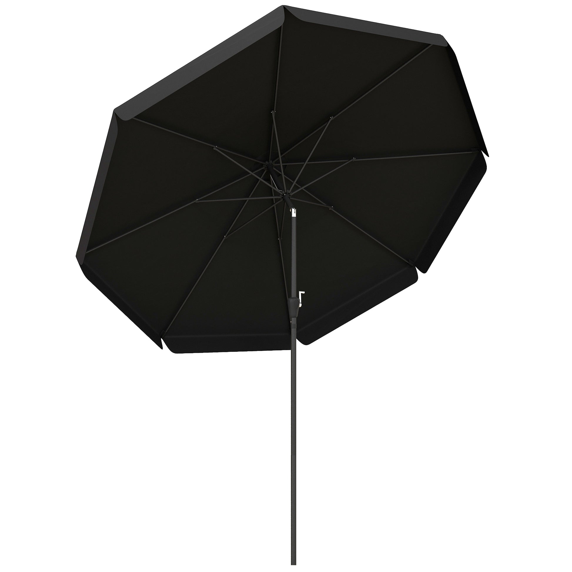 Photo of Outsunny 2.7m Patio Parasol Garden Umbrellas Outdoor Sun Shade Table Umbrella with Tilt, Crank, 8 Ribs, Ruffles, Black in Black colour on a white background
