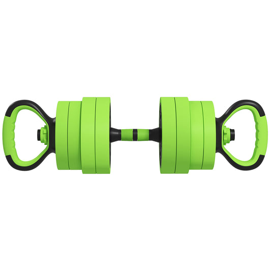 Photo of SPORTNOW 20kg 6-In-One Adjustable Weight Dumbbells Set, Barbell, Kettlebell, Push Up Stand - Green in Green colour on a white background