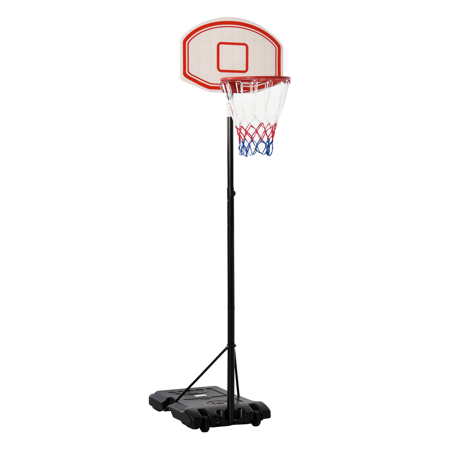 Photo of HOMCOM Portable Basketball Stand 170-197cm Adjustable Height Sturdy Rim Hoop w/ Large Wheels Stable Base Net Free Standing in Standing colour on a white background