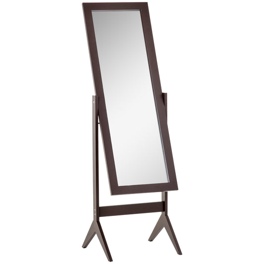 Photo of HOMCOM Full Length Mirror, Freestanding Adjustable Angle Dressing Mirror for Bedroom, Living Room, 148 x 47 cm, Brown in Brown colour on a white background