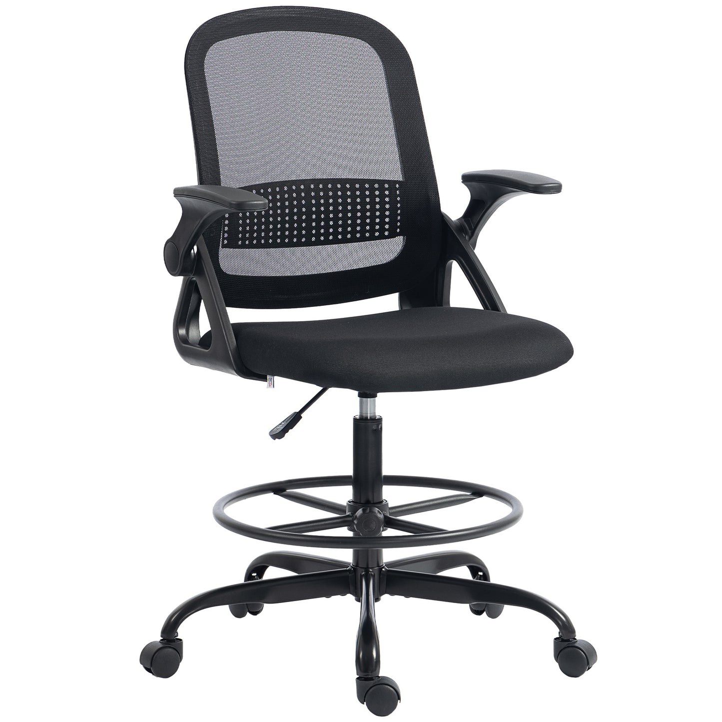 Photo of HOMCOM Painting Chair, Mesh Computer Desk Chair with Flip-up Armrests, Black in Black colour on a white background