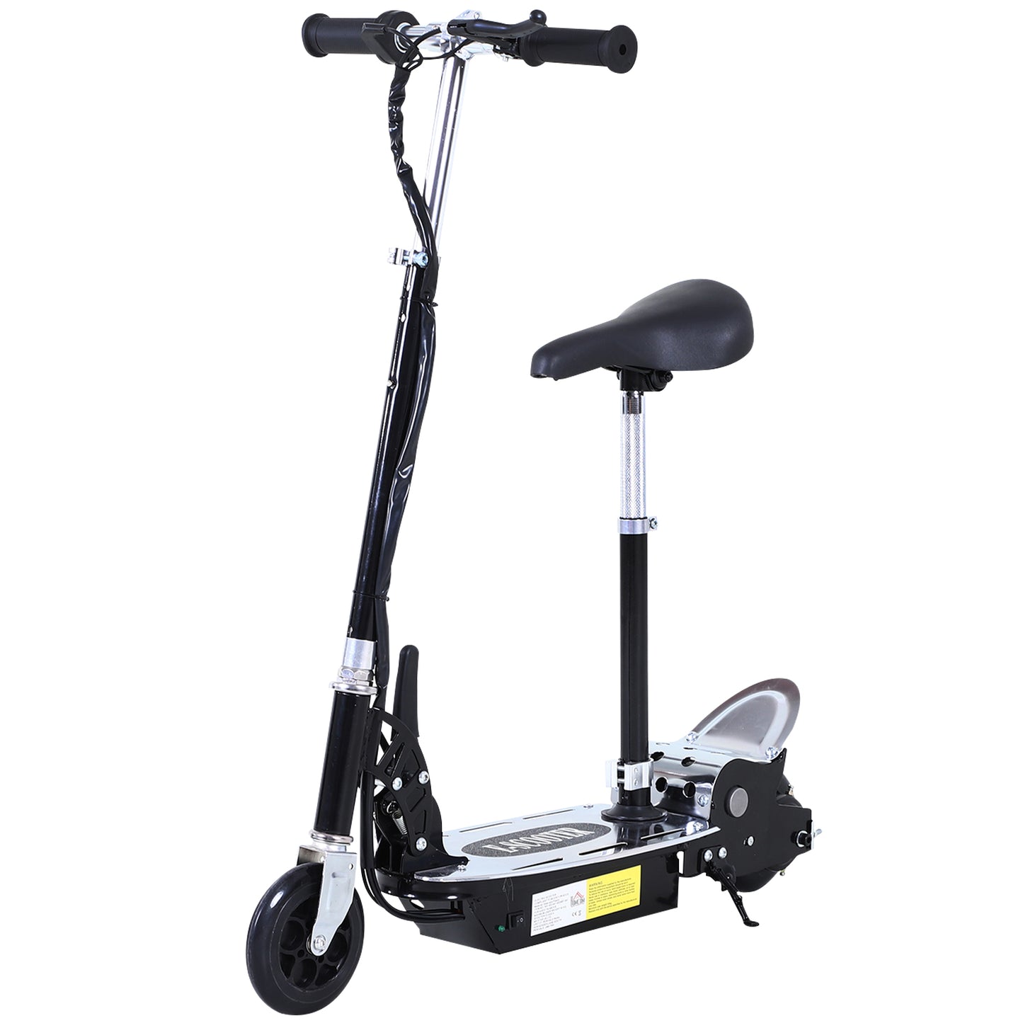 Photo of HOMCOM Foldable Powered Scooter with Adjustable Seat, Brake, Black in Black colour on a white background