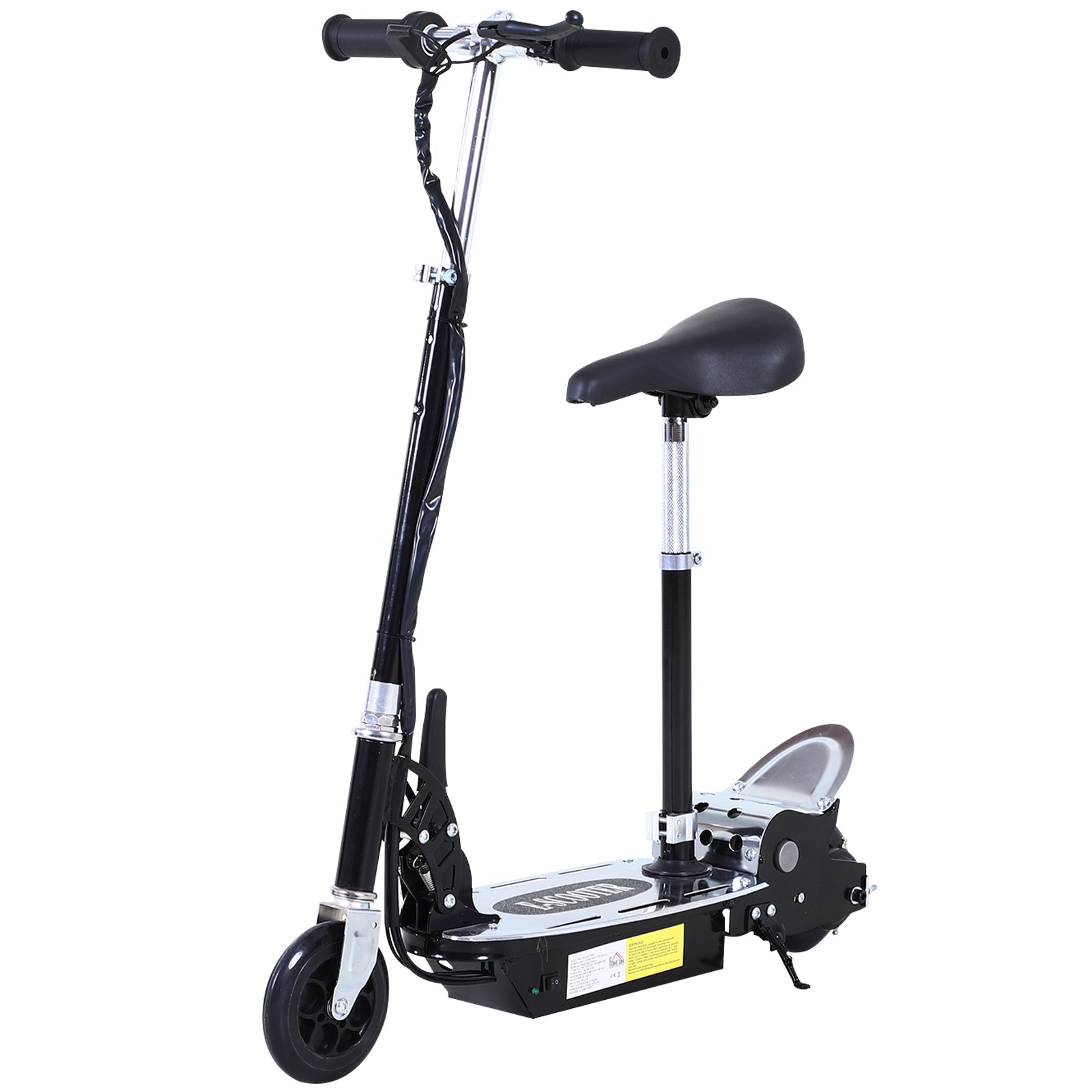 Photo of HOMCOM Foldable Powered Scooter with Adjustable Seat, Brake, Black in Black colour on a white background