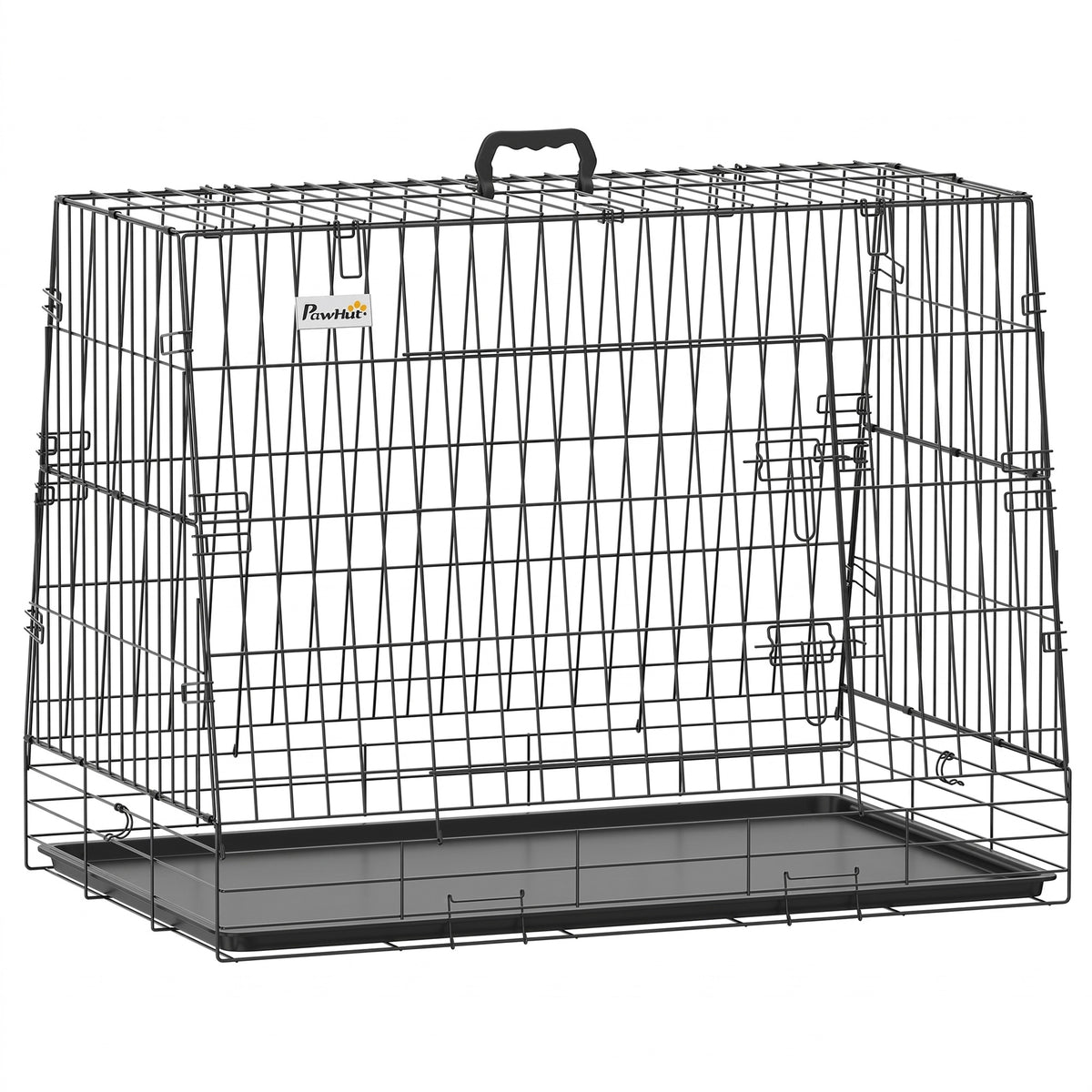 Photo of PawHut 35"(90 cm) Car Dog Crate Medium Large Collapsible Slanted Travel Dog Cage with Tray for Car Boot in Boot colour on a white background