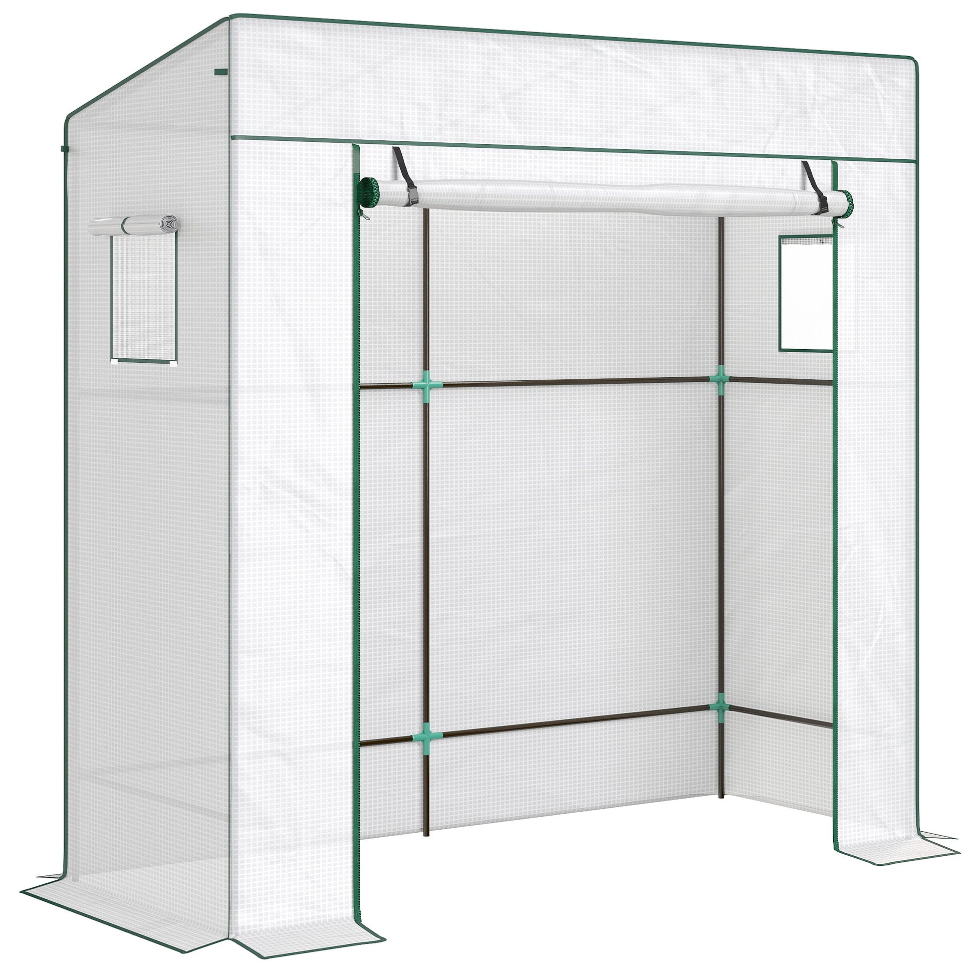 Photo of Outsunny PE Cover Walk-in Outdoor Greenhouse, White in White colour on a white background