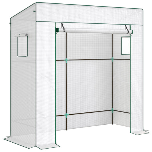 Photo of Outsunny PE Cover Walk-in Outdoor Greenhouse, White in White colour on a white background