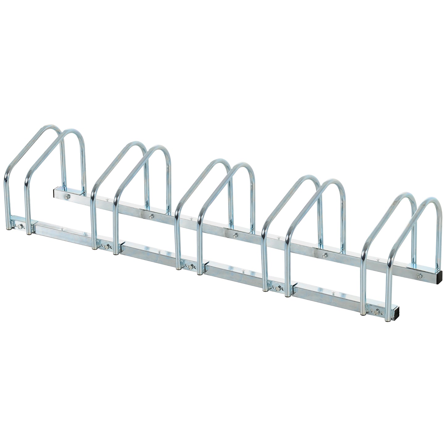Photo of HOMCOM Bike Stand Parking Rack Floor or Wall Mount Bicycle Cycle Storage Locking Stand (5 Racks, Silver) in Silver) colour on a white background