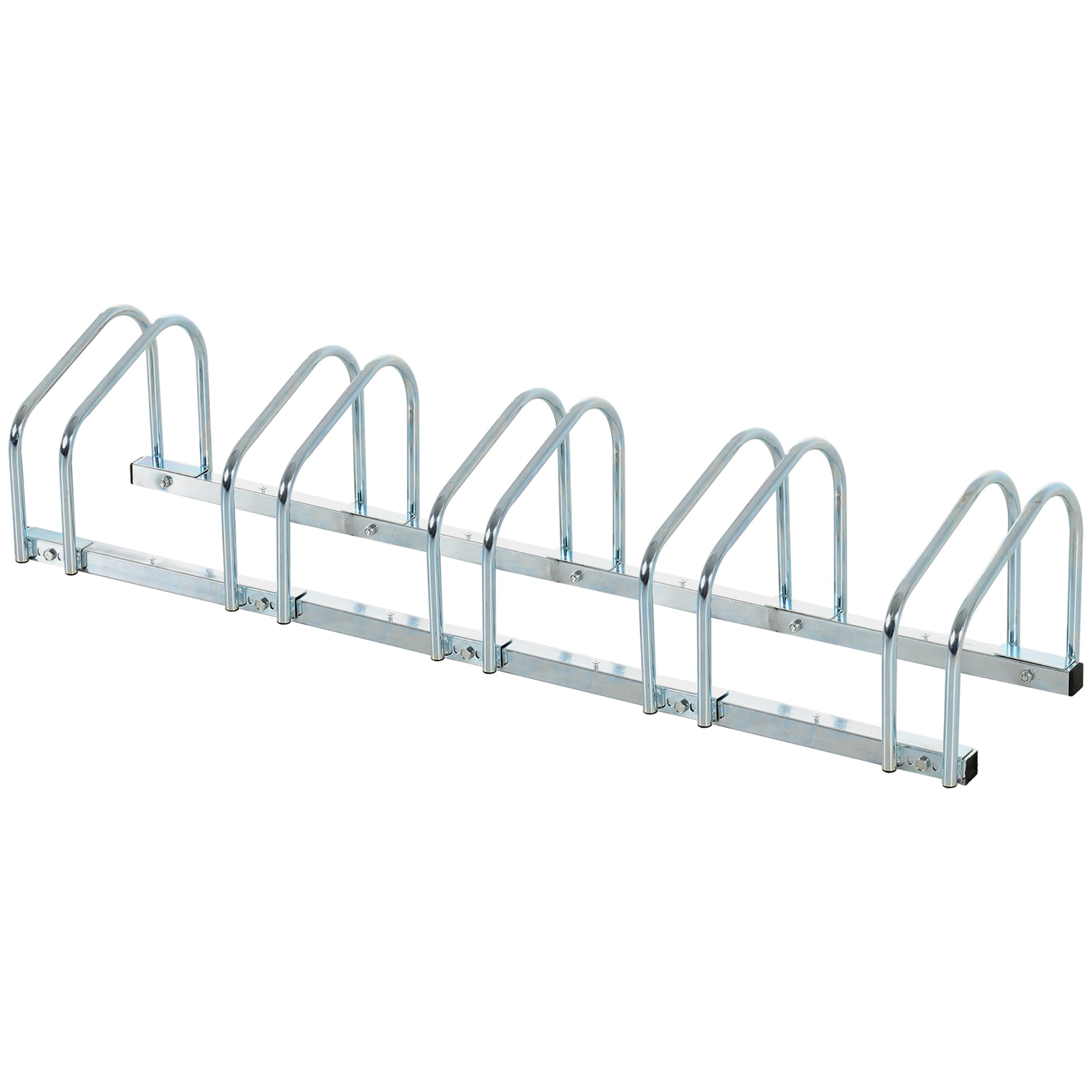 Photo of HOMCOM Bike Stand Parking Rack Floor or Wall Mount Bicycle Cycle Storage Locking Stand (5 Racks, Silver) in Silver) colour on a white background