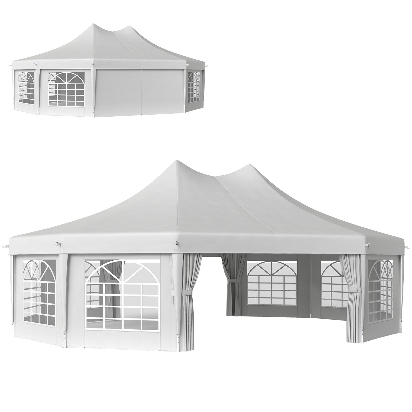 Photo of Outsunny 10 Sides Decagonal Garden Gazebo Marquee Party Tent Wedding Canopy Outdoor Heavy Duty Metal Frame (8.9m x 6.5m) - White in White colour on a white background