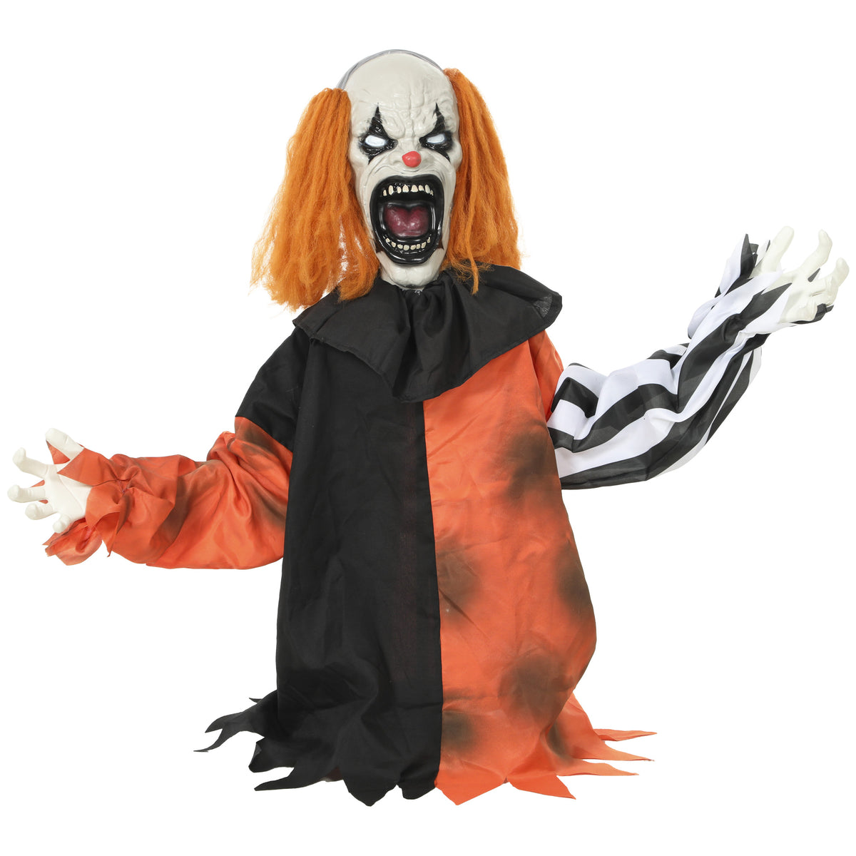 Photo of HOMCOM Animated Halloween Face Changing Clown, Animatronic Joker with Cackling Sound, Glowing Eyes, Sound/Touch Activated in Activated colour on a white background