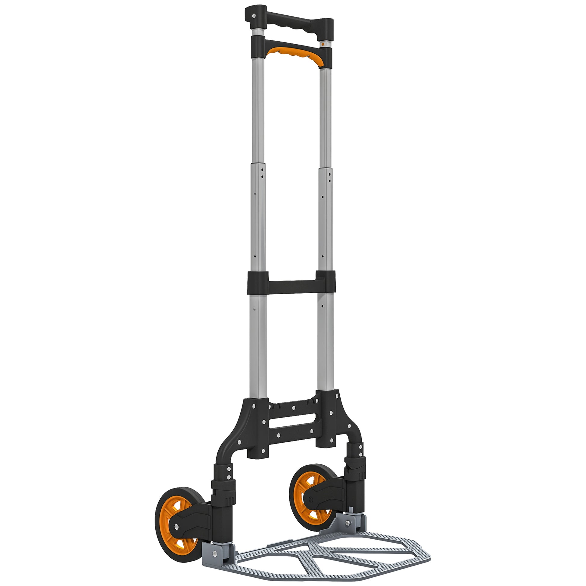 Photo of HOMCOM Folding Sack Truck, 70kg Lightweight Hand Truck with Wheels, Foldable Trolley Cart with Telescoping Handle for Warehouse, Office, Luggage, Silver Tone in Tone colour on a white background