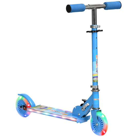 Photo of HOMCOM Kids Scooter, with Lights, Music, Adjustable Height, Foldable Frame, for Ages 3-7 Years - Blue in Blue colour on a white background