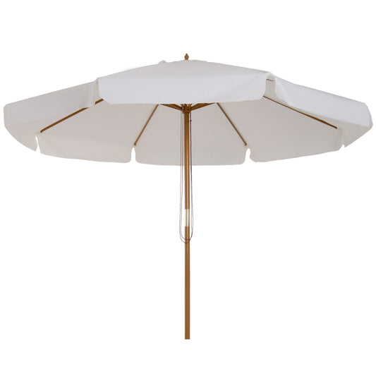 Photo of Outsunny 3.3m Elegant Wooden Parasol - Cream in Cream colour on a white background