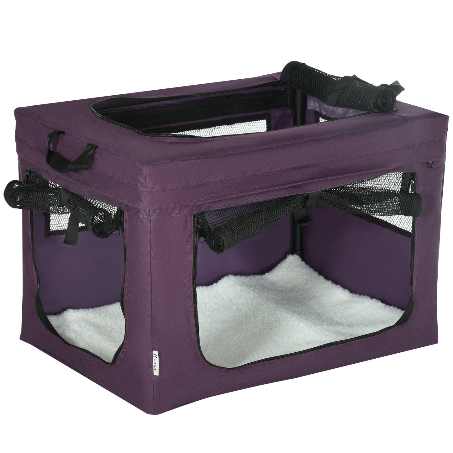 Photo of PawHut 60cm Pet Carrier, with Cushion, for Miniature Dogs - Purple in Purple colour on a white background