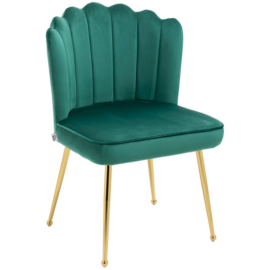 Photo of HOMCOM Velvet-Feel Shell Accent Chair - Green in Green colour on a white background