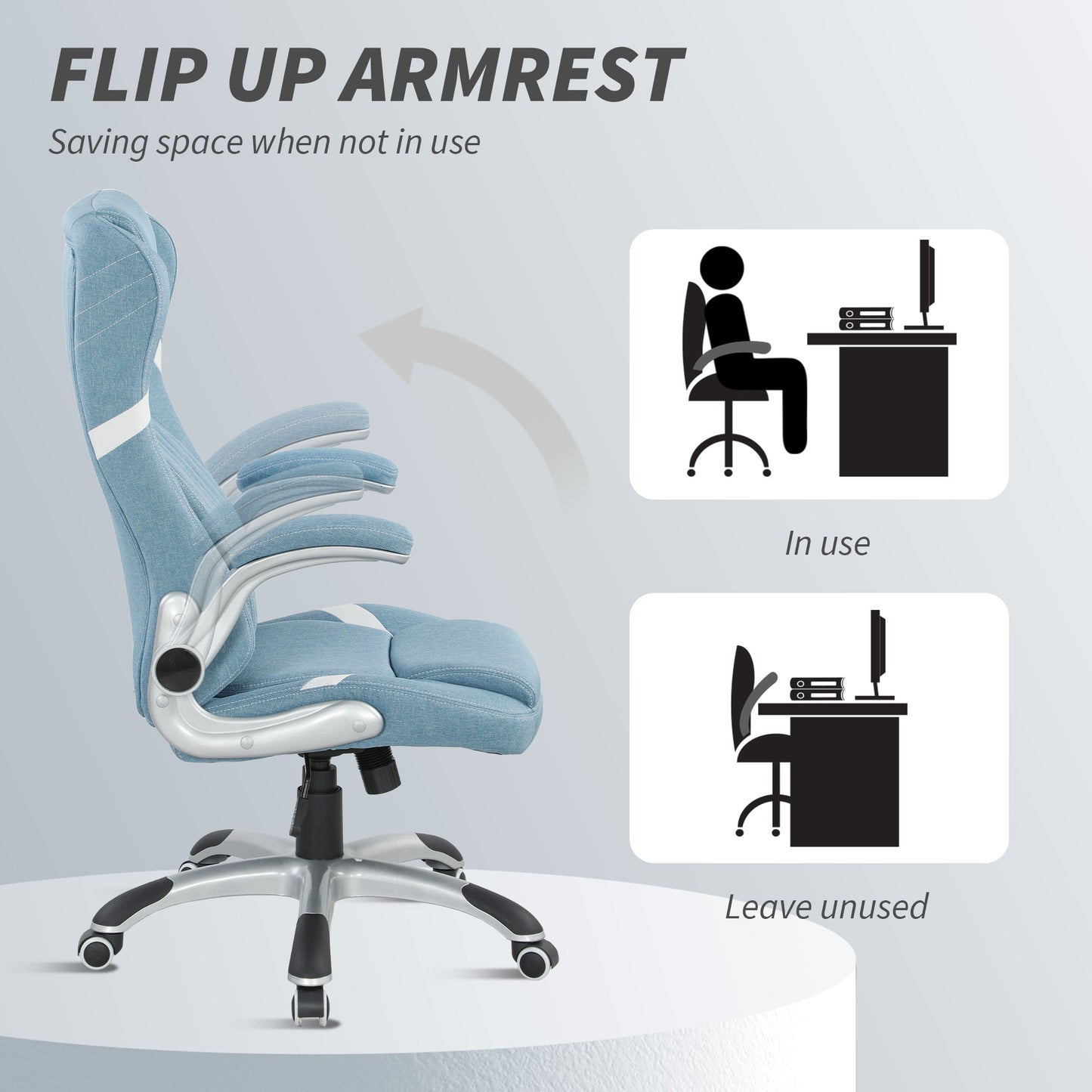Vinsetto Linen-Look Office Chair, with Adjustable Height and Tension - Blue
