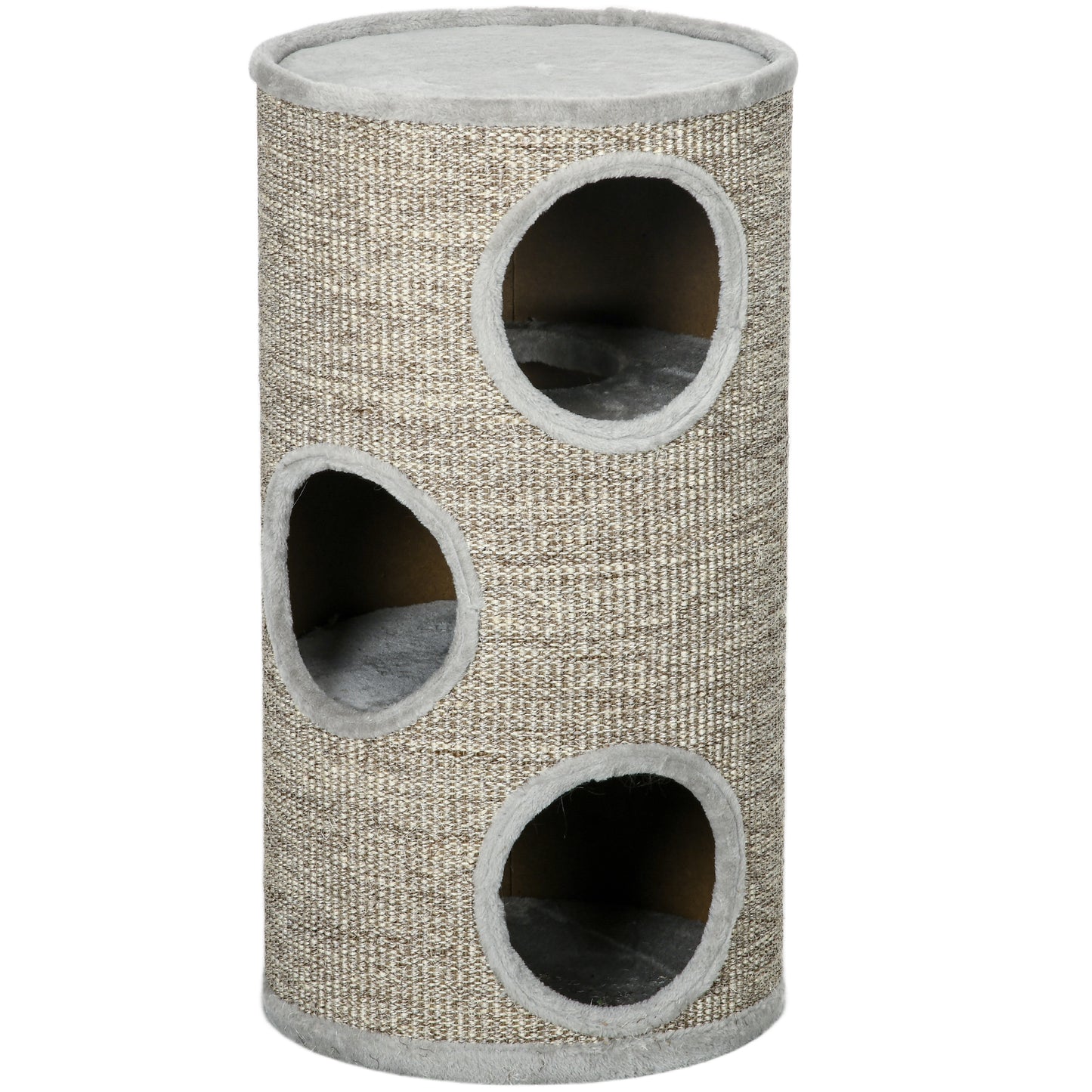 Photo of PawHut Cat Climbing Frame, Covered with Sisal, Cosy Platform - Light Grey in Grey colour on a white background