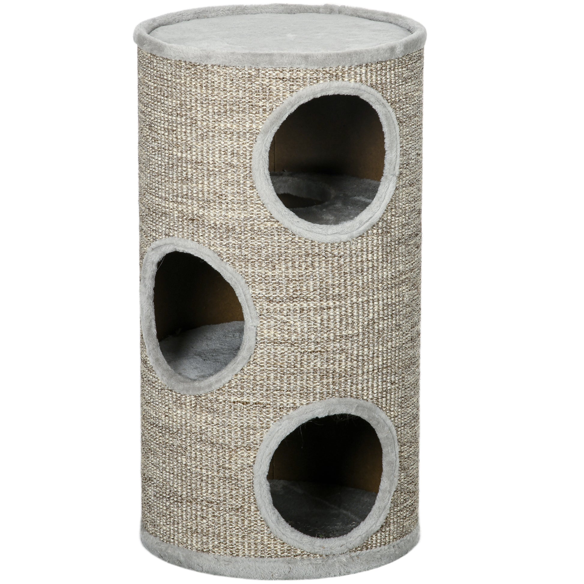 Photo of PawHut Cat Climbing Frame, Covered with Sisal, Cosy Platform - Light Grey in Grey colour on a white background