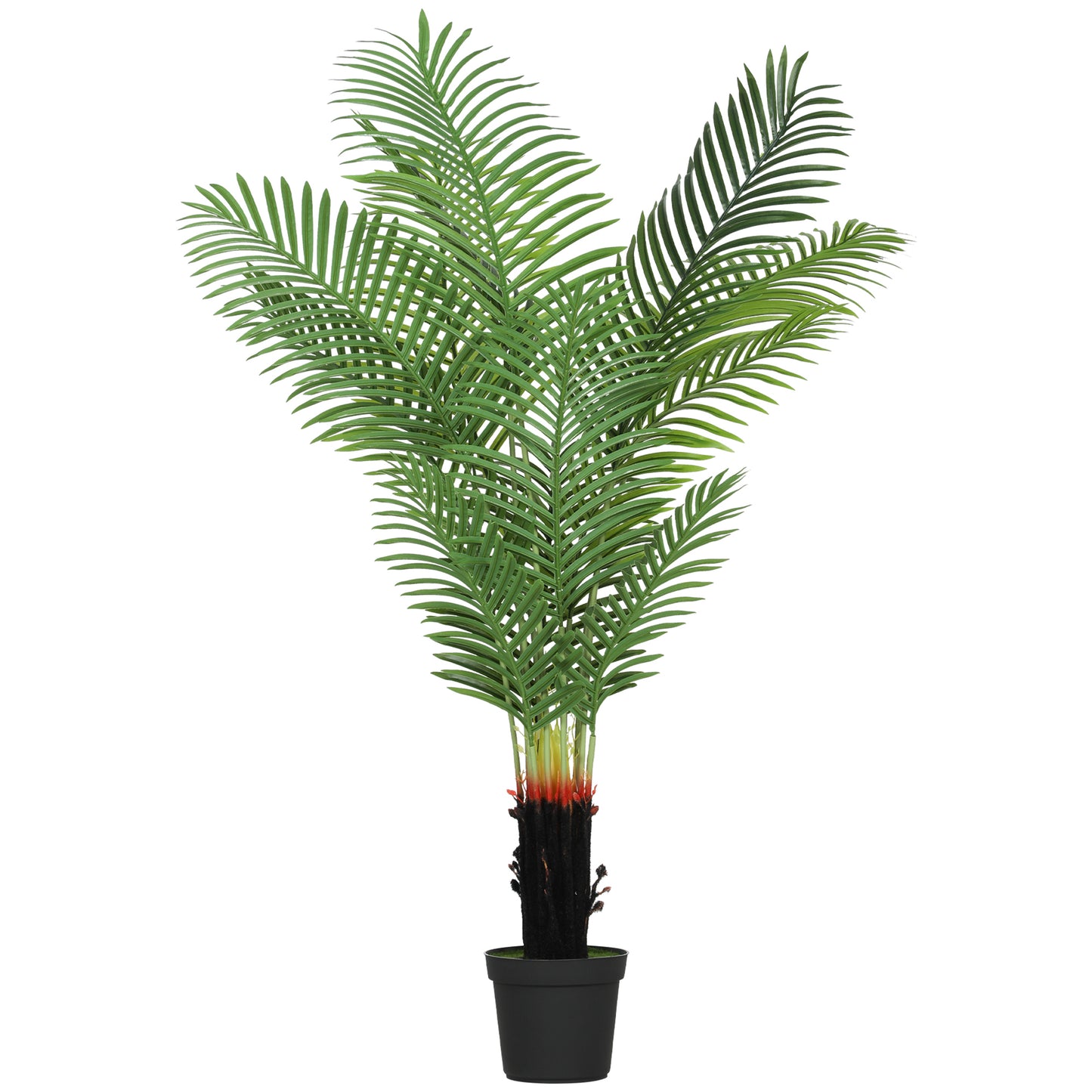 Photo of HOMCOM 150cm Artificial Areca Palm Tree with 12 PE Leaves, Decorative Artificial Plant with Plastic Pot and Flocked Soil, Fake Plant for Home Office Decor, Green in Green colour on a white background