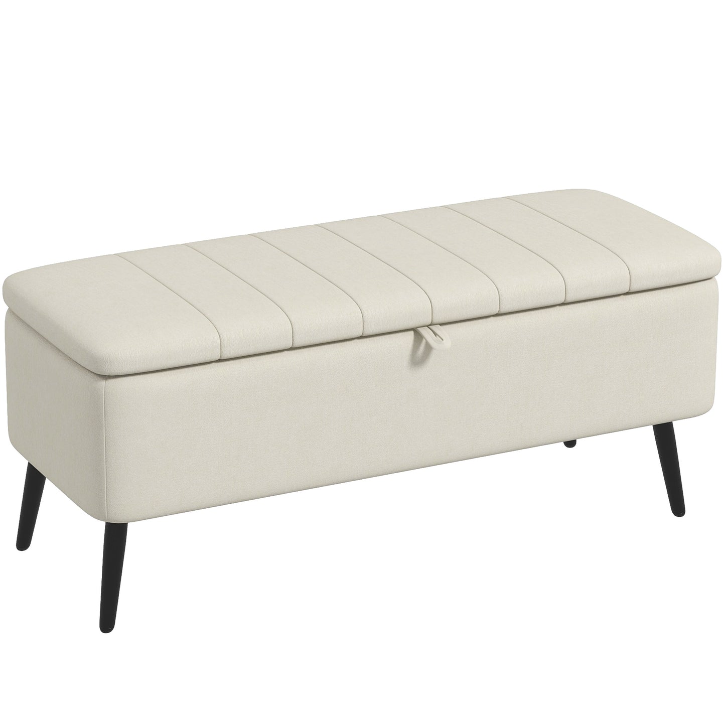Photo of HOMCOM Linen-Look 92 x 31cm Storage Ottoman - Cream White in White colour on a white background