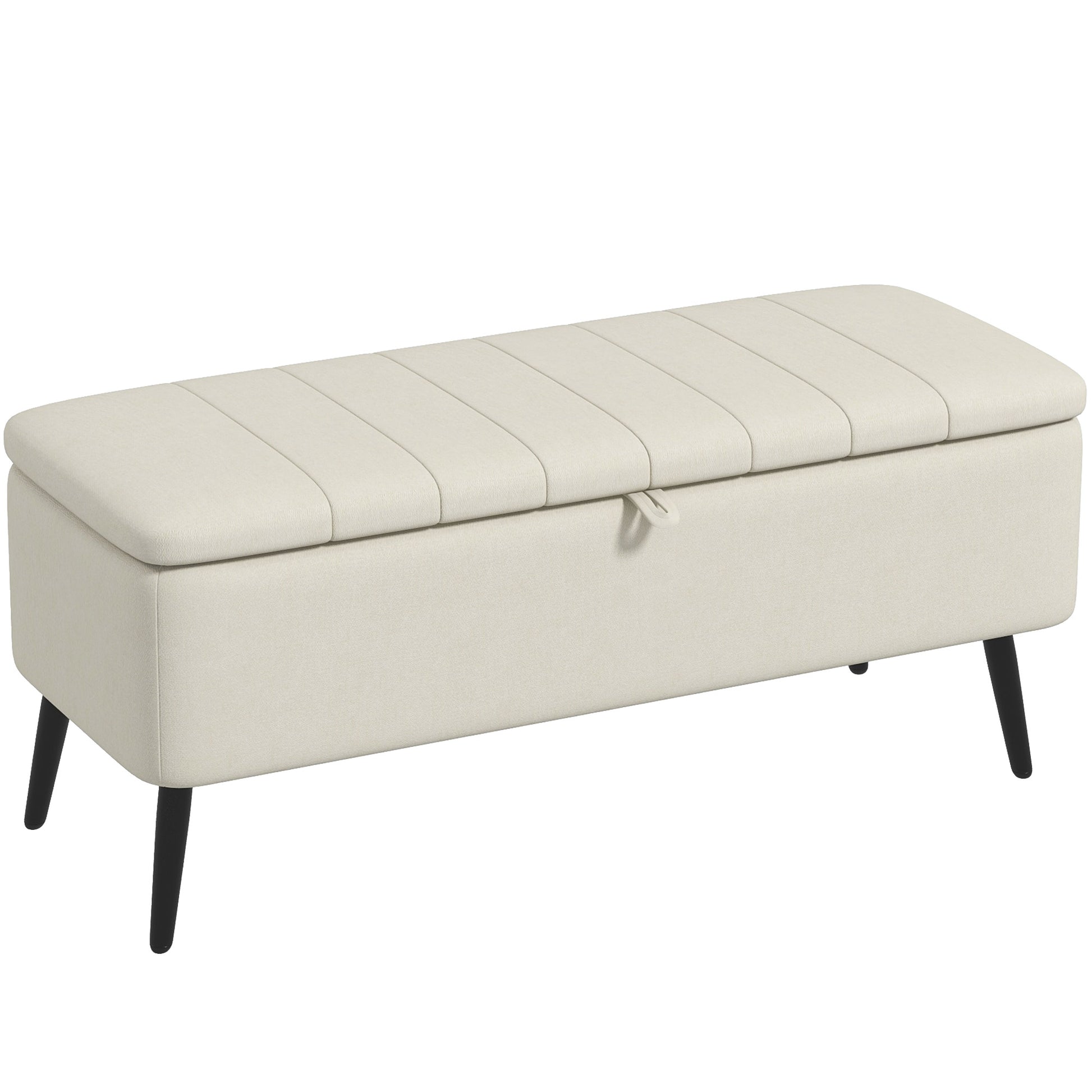 Photo of HOMCOM Linen-Look 92 x 31cm Storage Ottoman - Cream White in White colour on a white background