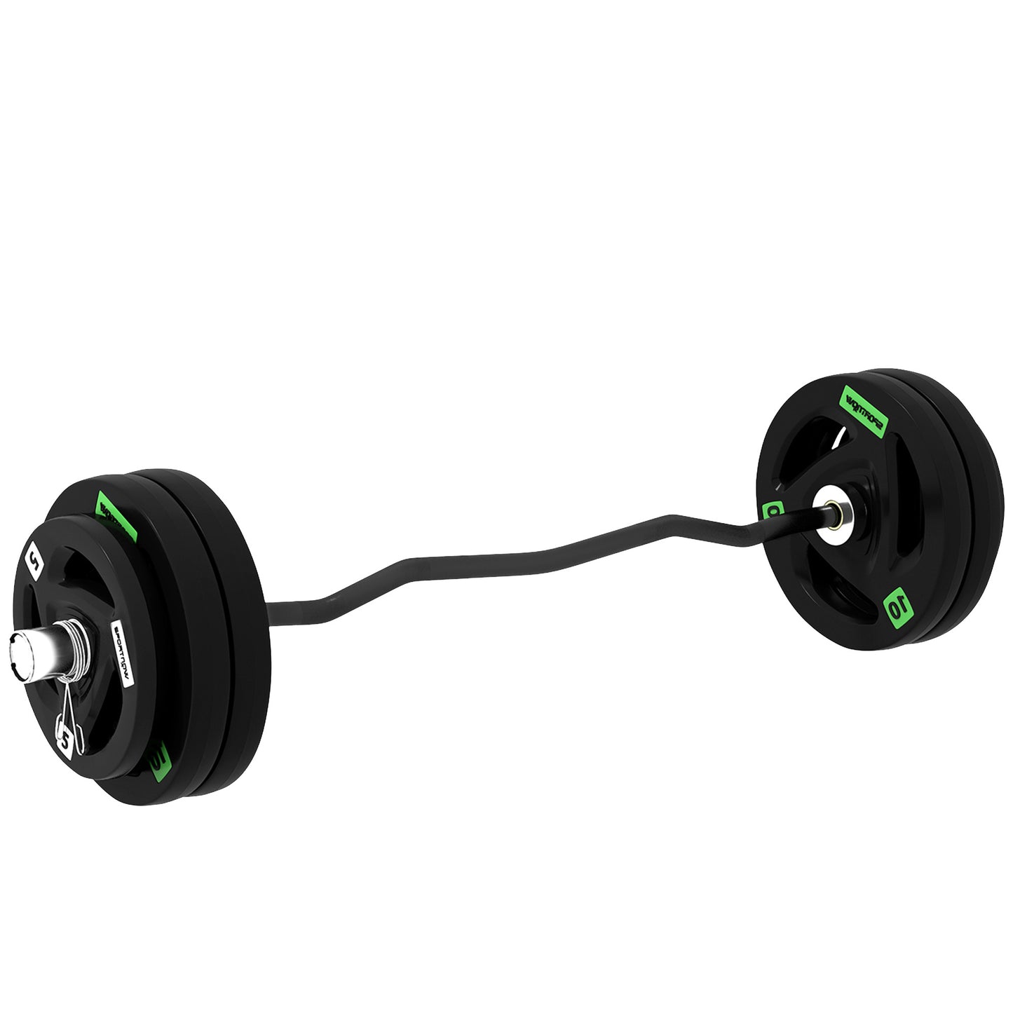 Photo of SPORTNOW Curl Bar with 30kg Weight Plates, Barbell Bar for 5cm Weight Plates, Home Gym Weight Lifting Bar, 120cm, 58kg in 58kg colour on a white background