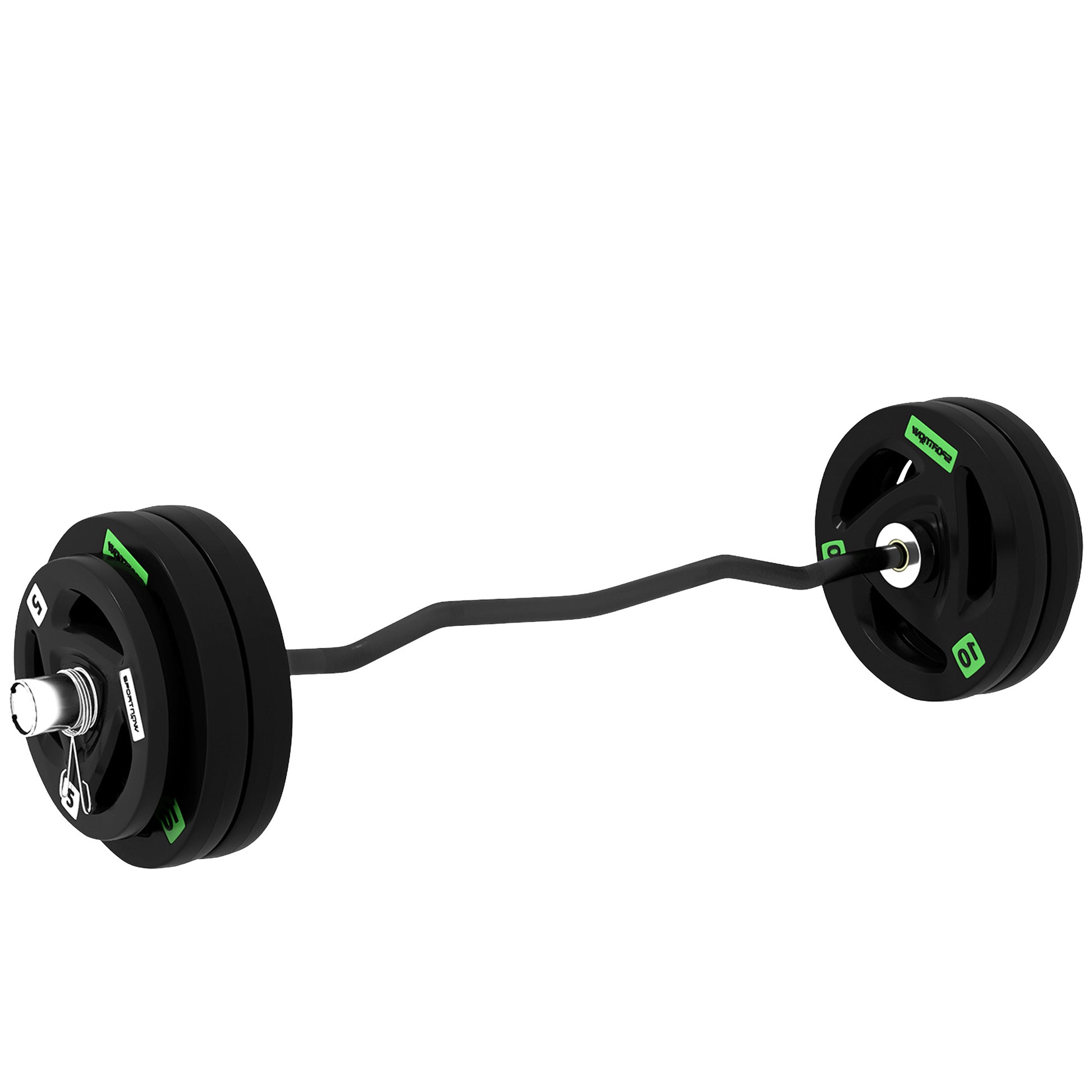 Photo of SPORTNOW Curl Bar with 30kg Weight Plates, Barbell Bar for 5cm Weight Plates, Home Gym Weight Lifting Bar, 120cm, 58kg in 58kg colour on a white background