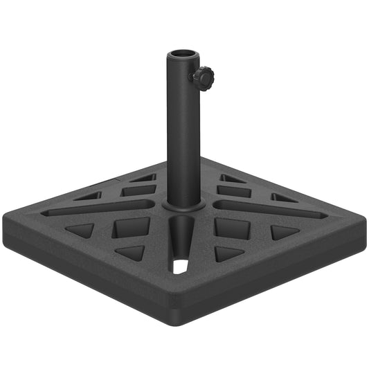 Photo of Outsunny Garden Parasol Base, 15kg HDPE Outdoor Umbrella Stand Parasol Stand with Cut-Out Design, Sun Umbrella Base for 32, 38, 48 mm Poles, Black in Black colour on a white background