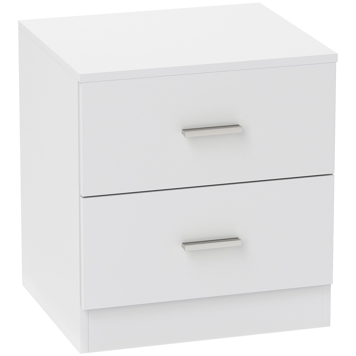 Photo of HOMCOM Modern Bedside Table, Beside Cabinet with 2 Drawers, for Bedroom, Living Room, White in White colour on a white background