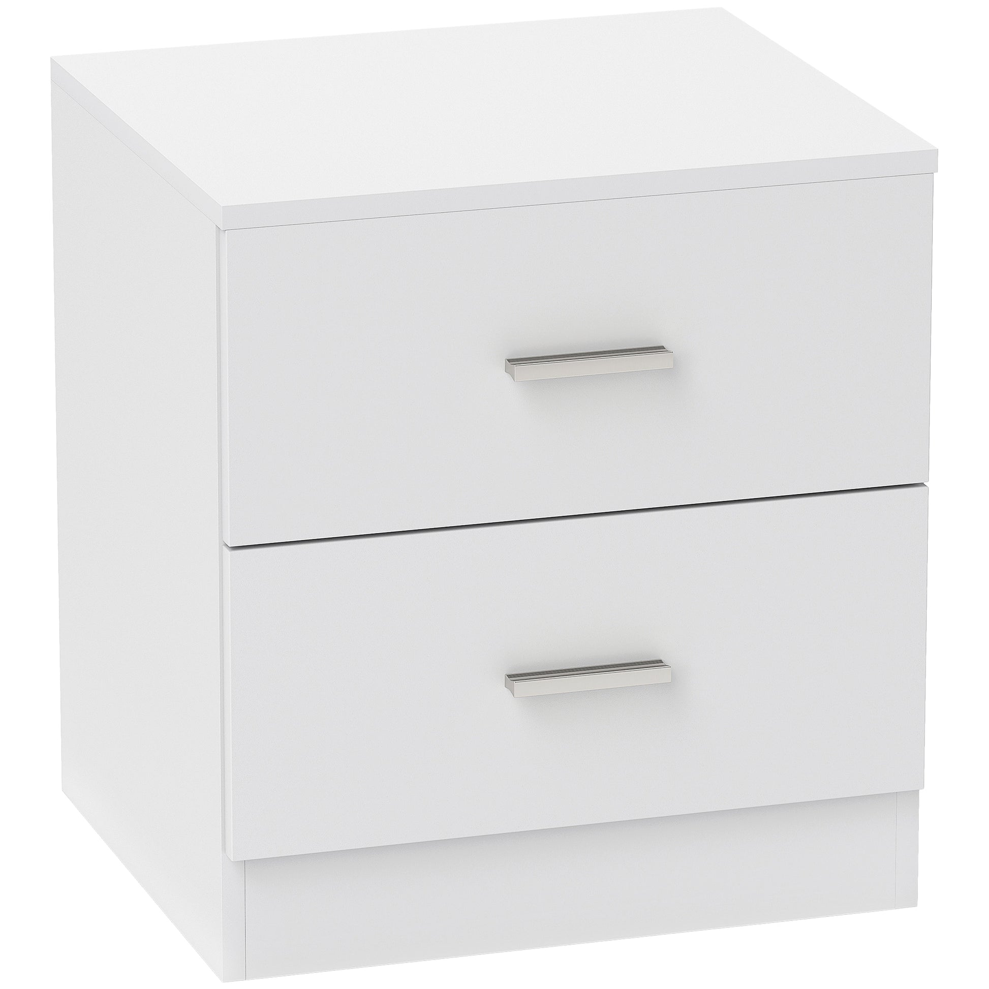 Photo of HOMCOM Modern Bedside Table, Beside Cabinet with 2 Drawers, for Bedroom, Living Room, White in White colour on a white background