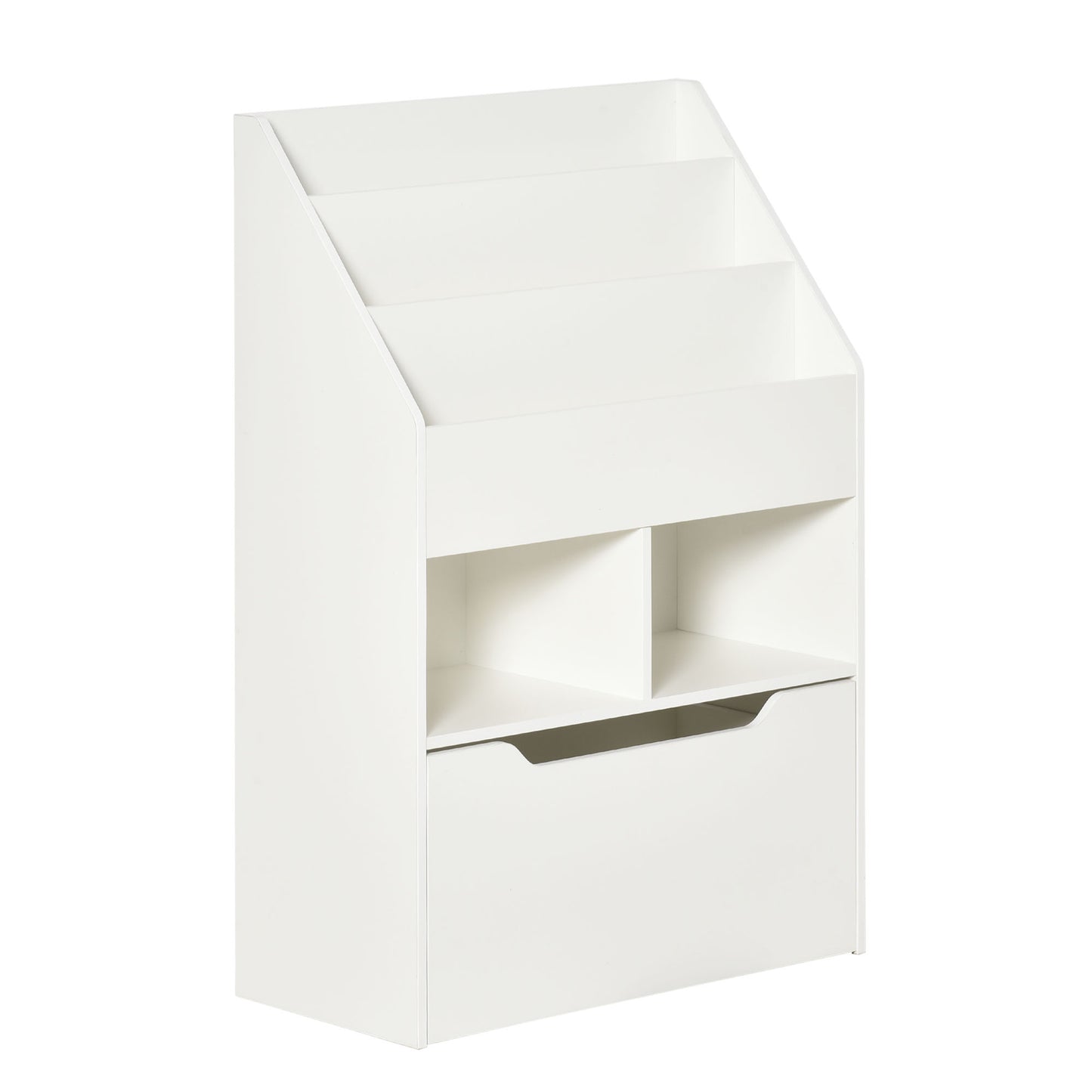 Photo of HOMCOM Kids Bookshelf, Toy Organiser, with Storage Drawer, Wheels - White in White colour on a white background