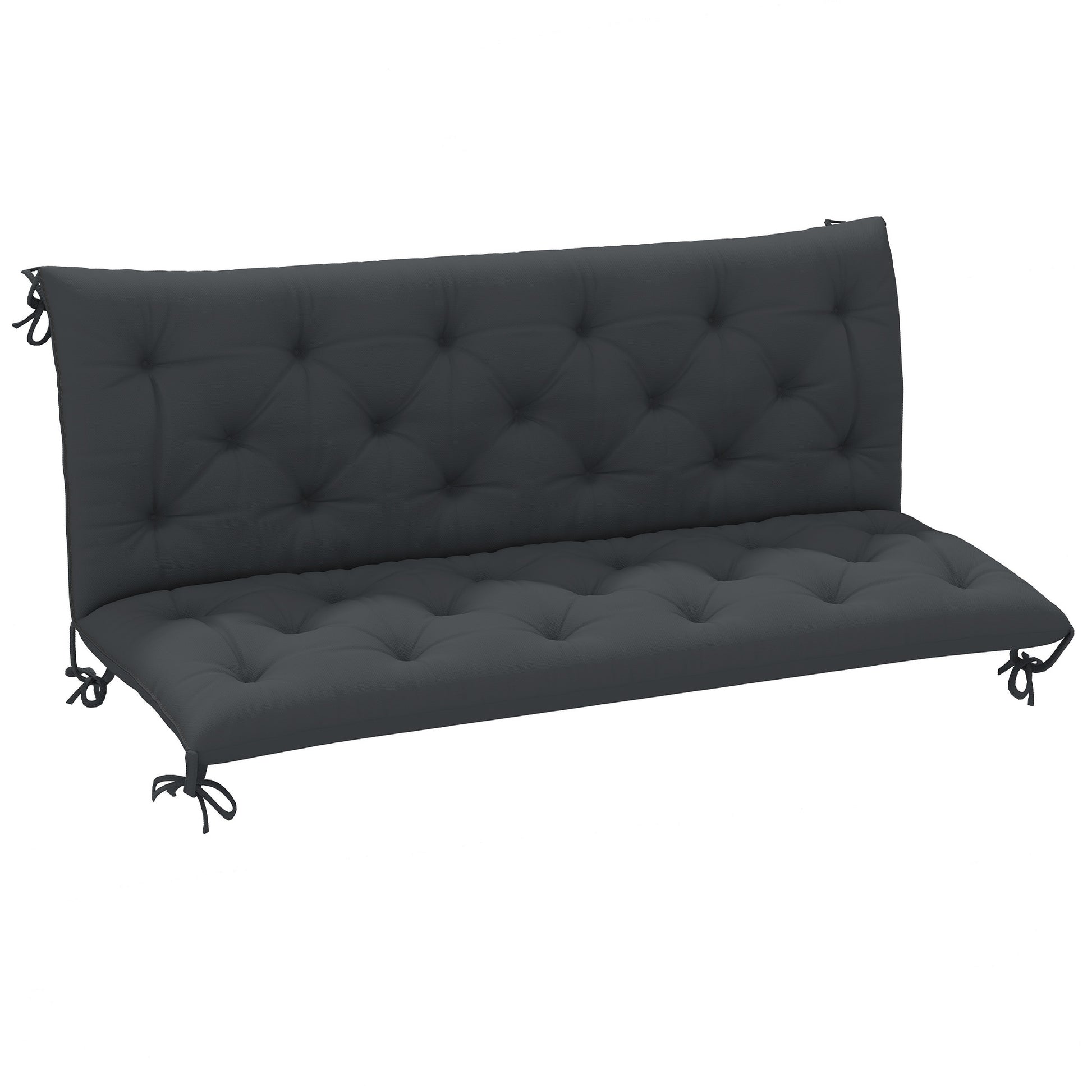 Photo of Outsunny 3 Seater Bench Pad, Garden Chair Cushion with Back and Ties for Indoor and Outdoor Use, 98 x 150 cm, Black in Black colour on a white background
