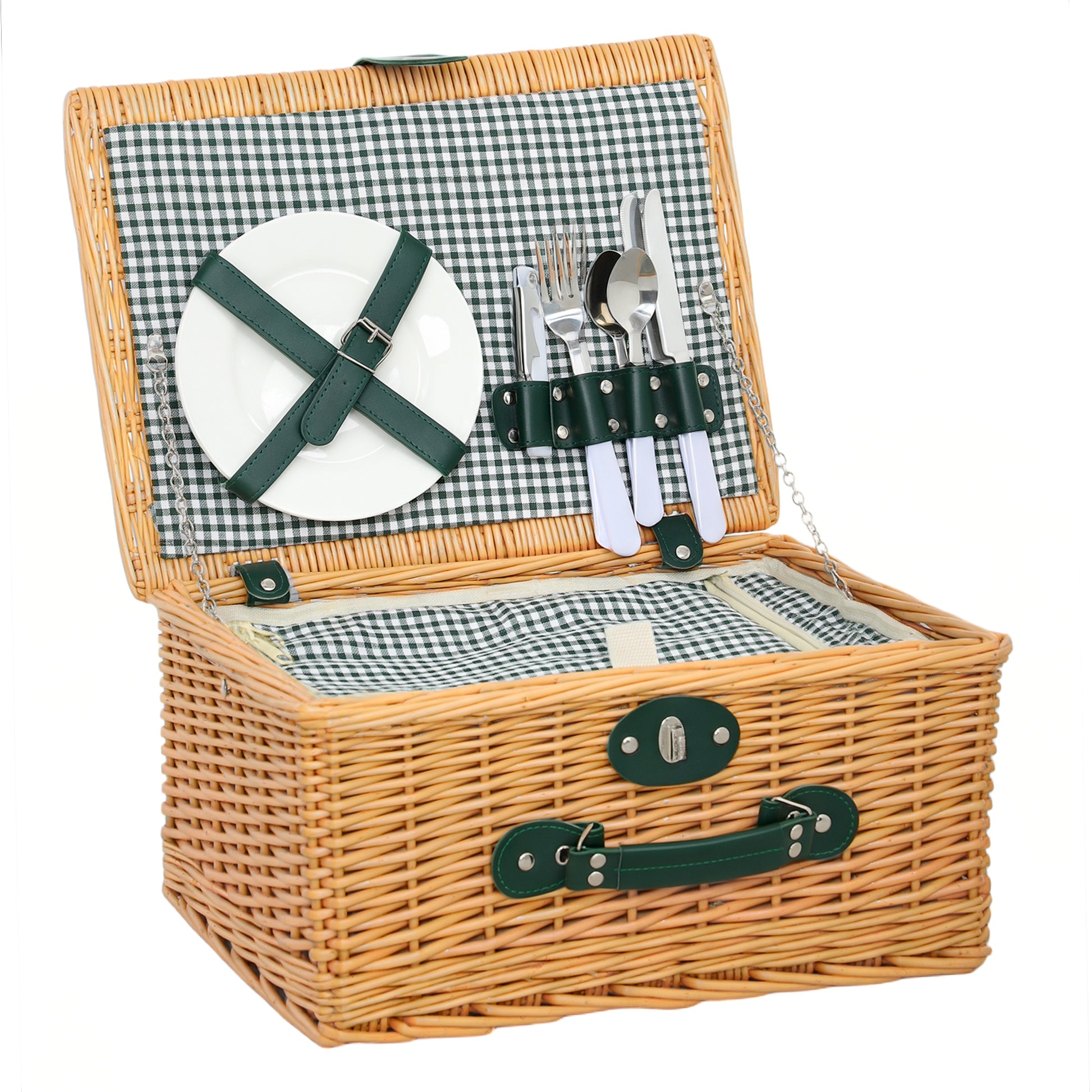 Photo of Outsunny Two-Person Picnic Set, with Wicker Basket in Basket colour on a white background