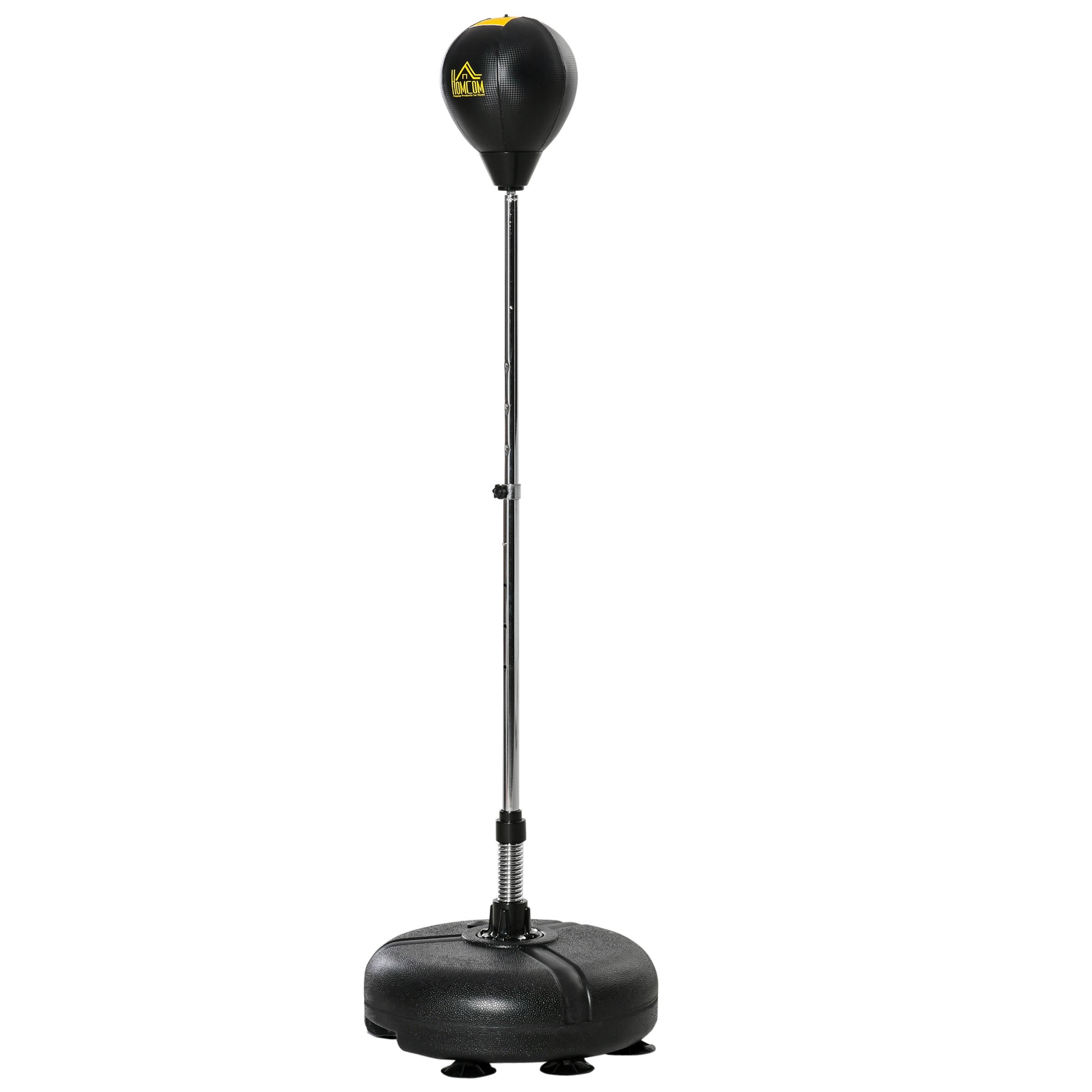 Photo of HOMCOM Punching Bag with Stand, 133-151cm Adjustable Height, for Teens, Gold Tone/Black in Tone/Black colour on a white background