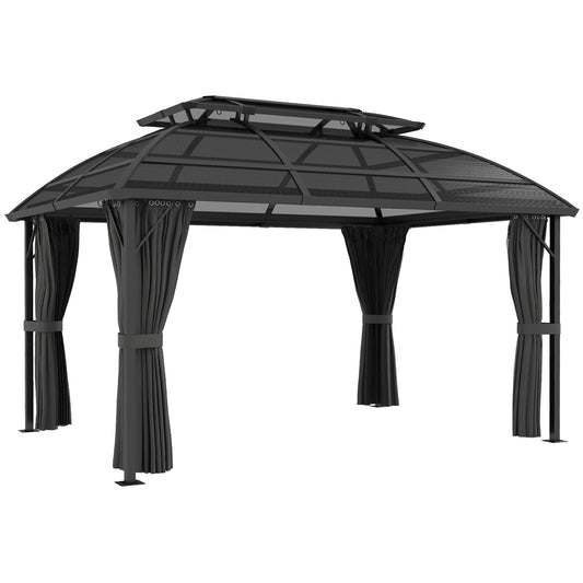 Photo of Outsunny 4 x 3m Aluminium Frame Hard Gazebo, with Accessories - Black in Black colour on a white background