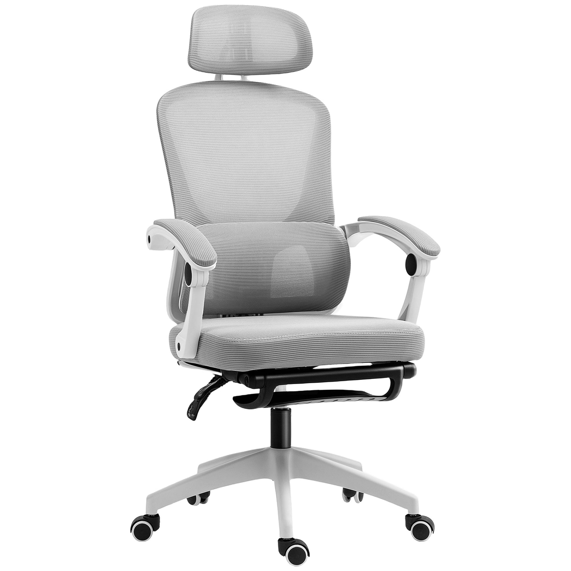 Photo of HOMCOM Multi-Adjustable Mesh Back Office Chair - Grey in Grey colour on a white background