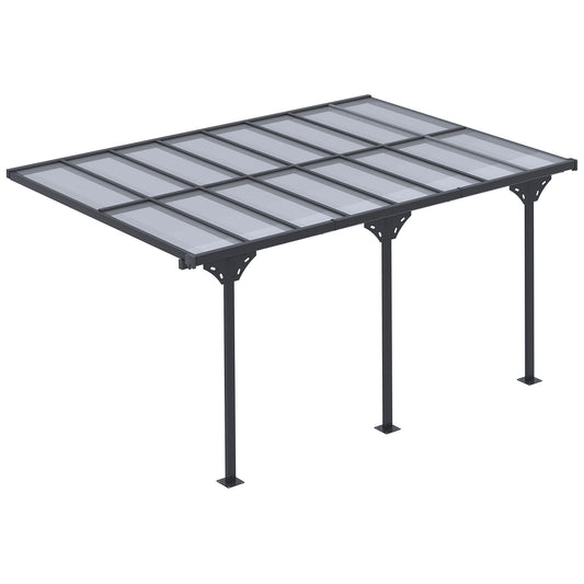 Photo of Outsunny 4.35 x 3m Outdoor Patio Gazebo Pergola, Retractable Pergola Canopy Aluminum Post & PC Roof,  Grey in Grey colour on a white background