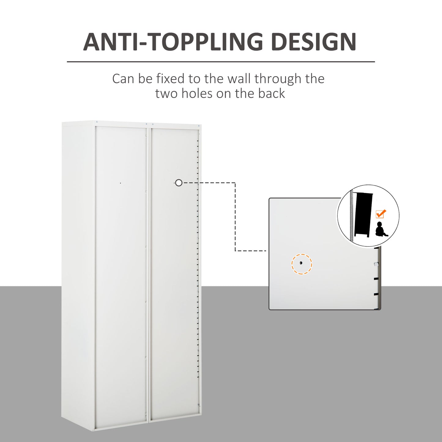 Vinsetto Lockable Filing Cabinet Tall Adjustable Shelf Large Office Storage for Office Use, White