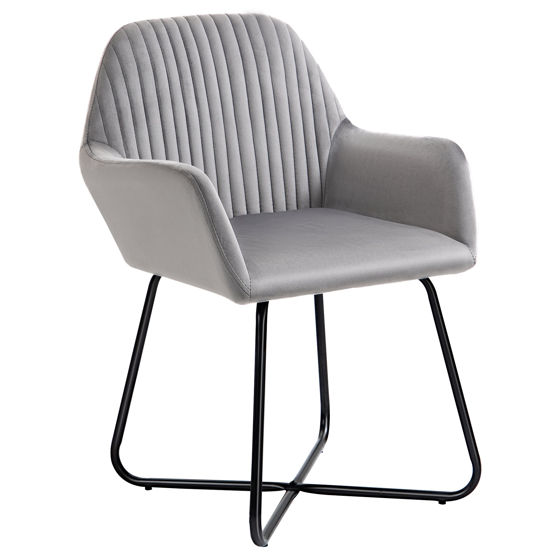 Photo of HOMCOM Modern Arm Chair Upholstered Accent Chair with Metal Base for Living Room Grey in Grey colour on a white background