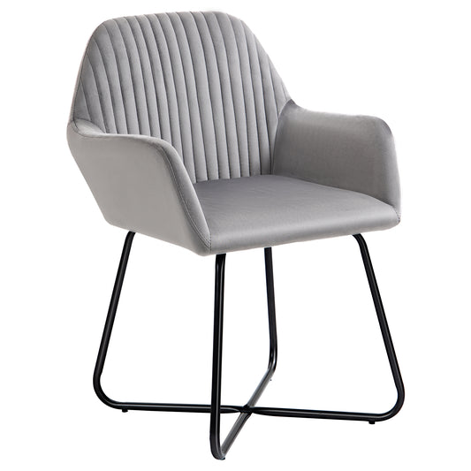 Photo of HOMCOM Modern Arm Chair Upholstered Accent Chair with Metal Base for Living Room Grey in Grey colour on a white background
