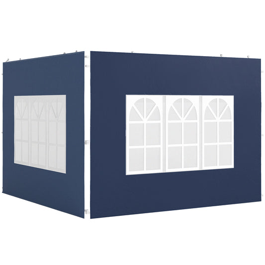 Photo of Outsunny Set of Two 3 x 3(m) Gazebo Frame Replacement Walls - Blue in Blue colour on a white background