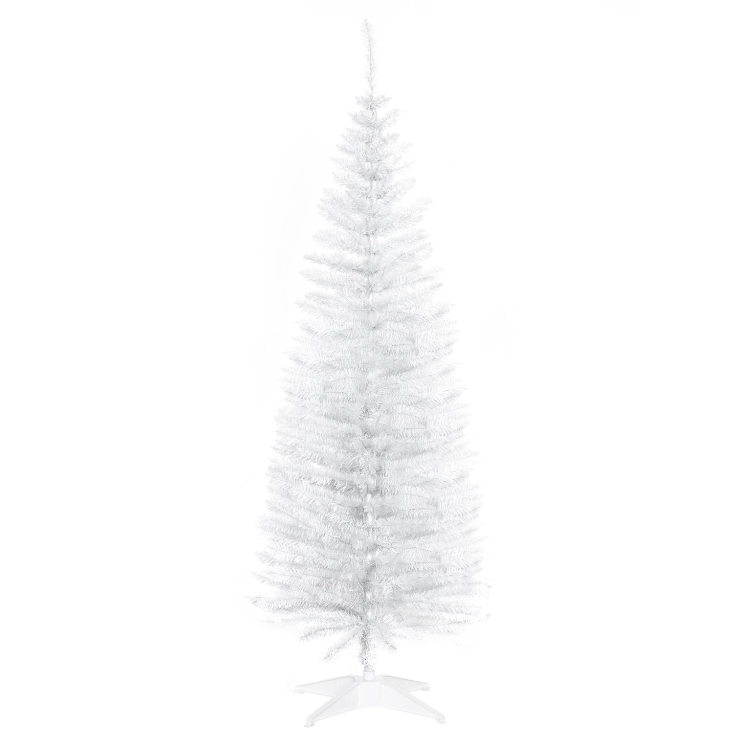 Photo of HOMCOM 5ft Unlit Artificial Christmas Tree, Pencil Slim Xmas Tree with Solid Stand and Realistic Branches, White in White colour on a white background