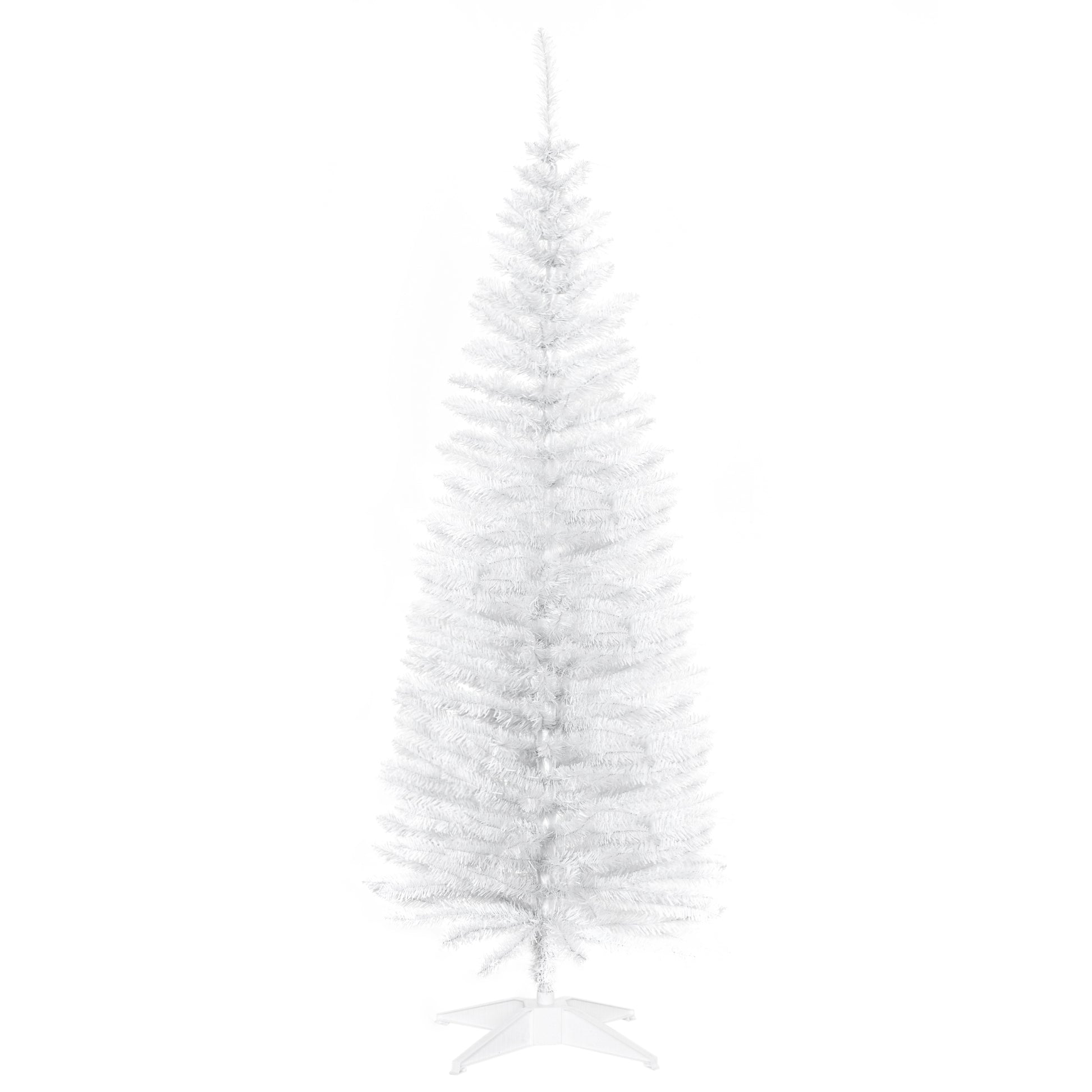 Photo of HOMCOM 5ft Unlit Artificial Christmas Tree, Pencil Slim Xmas Tree with Solid Stand and Realistic Branches, White in White colour on a white background