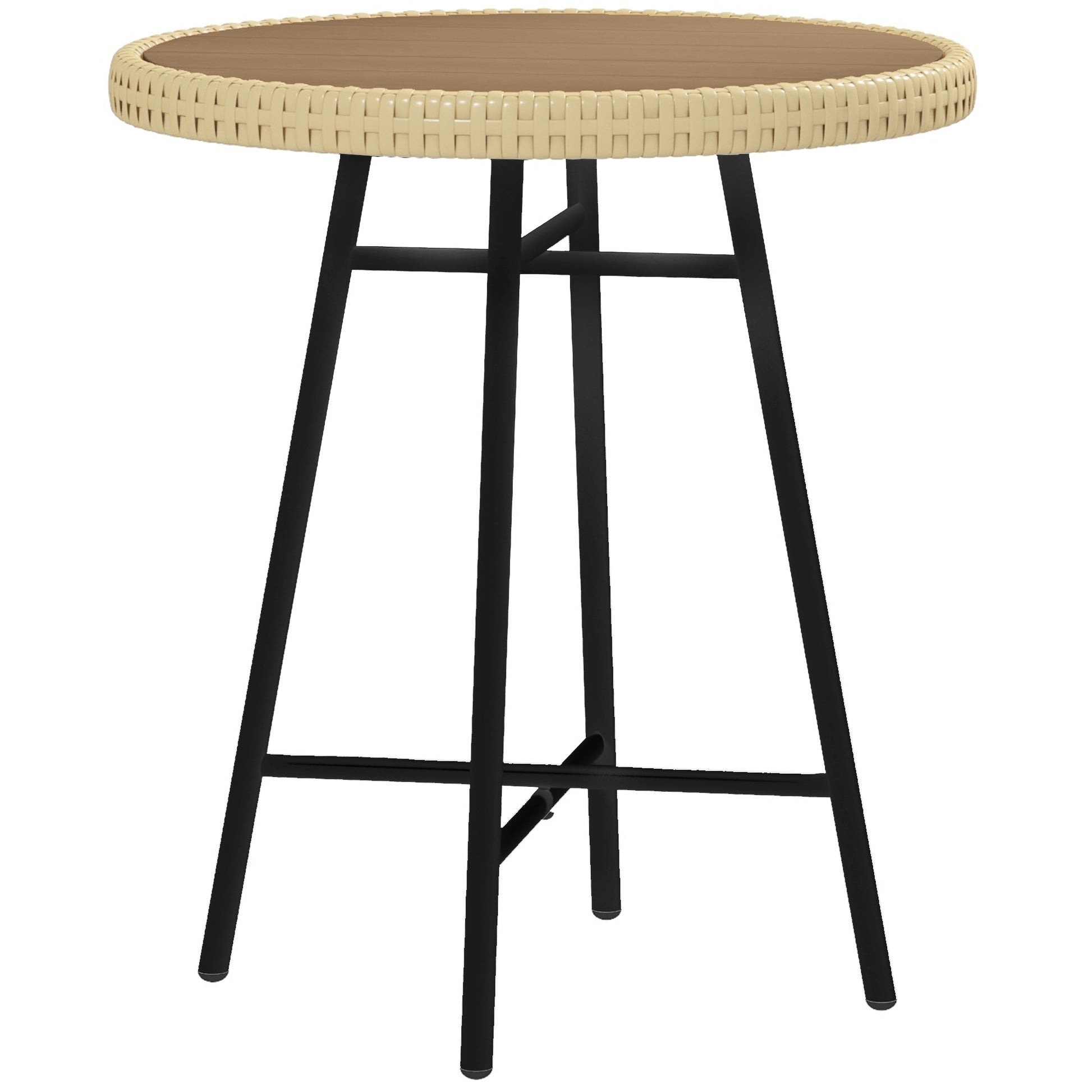 Photo of Outsunny Rattan Border Outdoor Side Table - Natural Wood Finish in Finish colour on a white background
